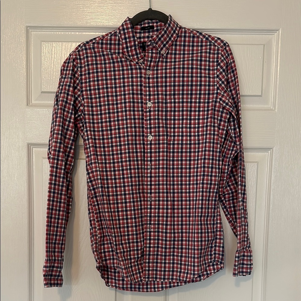 Red and Blue Casual Button Down Shirt